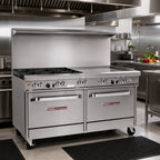 Thumbnail image #2 for Southbend (Middleby) Ultimate 4601AA-4G 60-Inch Gas Combination Range with 2 Open Burners, 48-Inch Griddle and 2 Convection Ovens