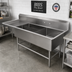 Thumbnail image #2 for John Boos Pro-Bowl 3-Compartment Platter Sink with Left Drainboard, 84-3/16 Inch W x 29-1/2 Inch D x 43 Inch H, 14 Gauge Stainless Steel