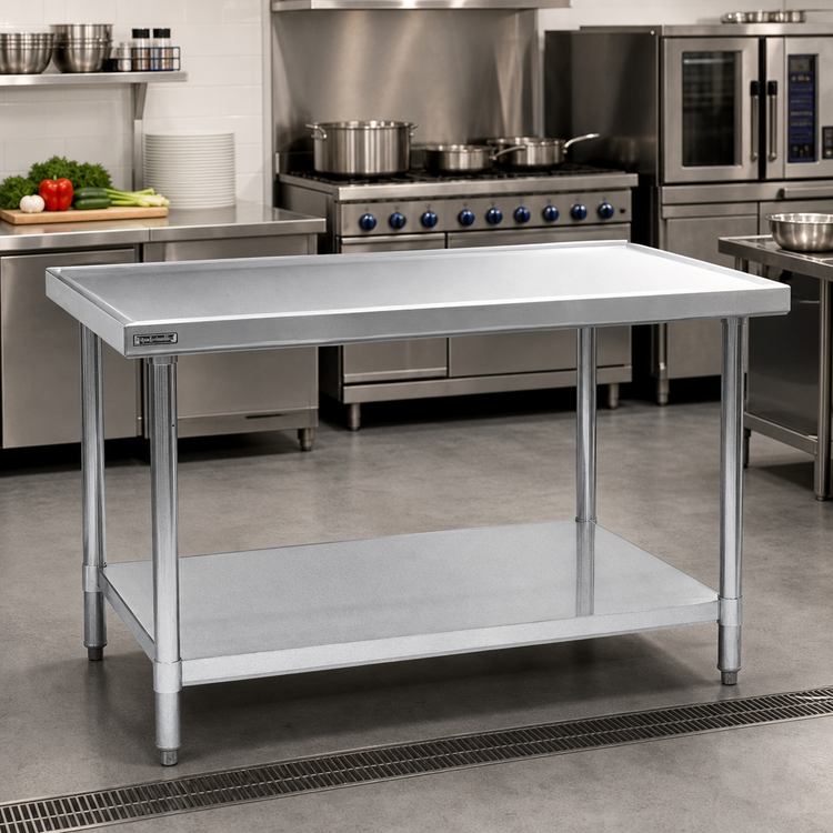 Product image #2 for Eagle Group Spec-Master Marine Series 60" x 30" Stainless Steel Work Table with Galvanized Base and Adjustable Undershelf