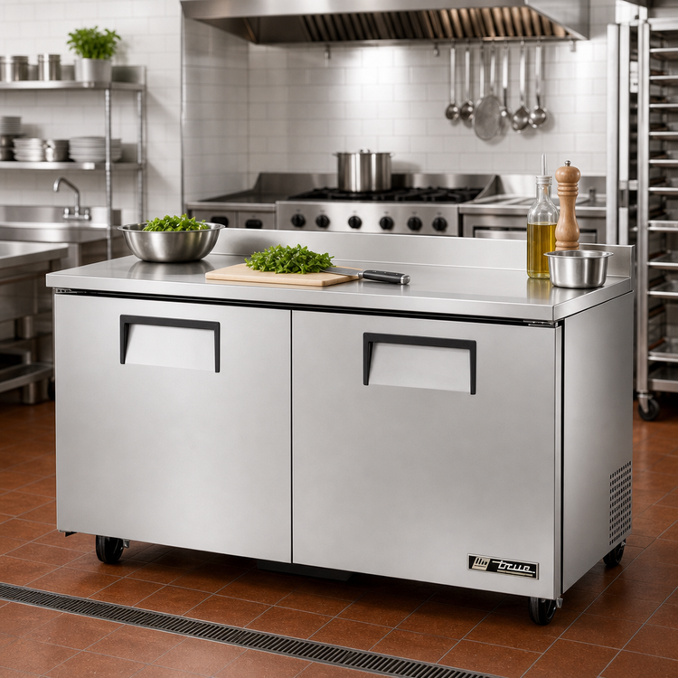 Product image #2 for True 60-Inch Two-Section Worktop Refrigerator with Rear-Mounted Self-Contained Refrigeration