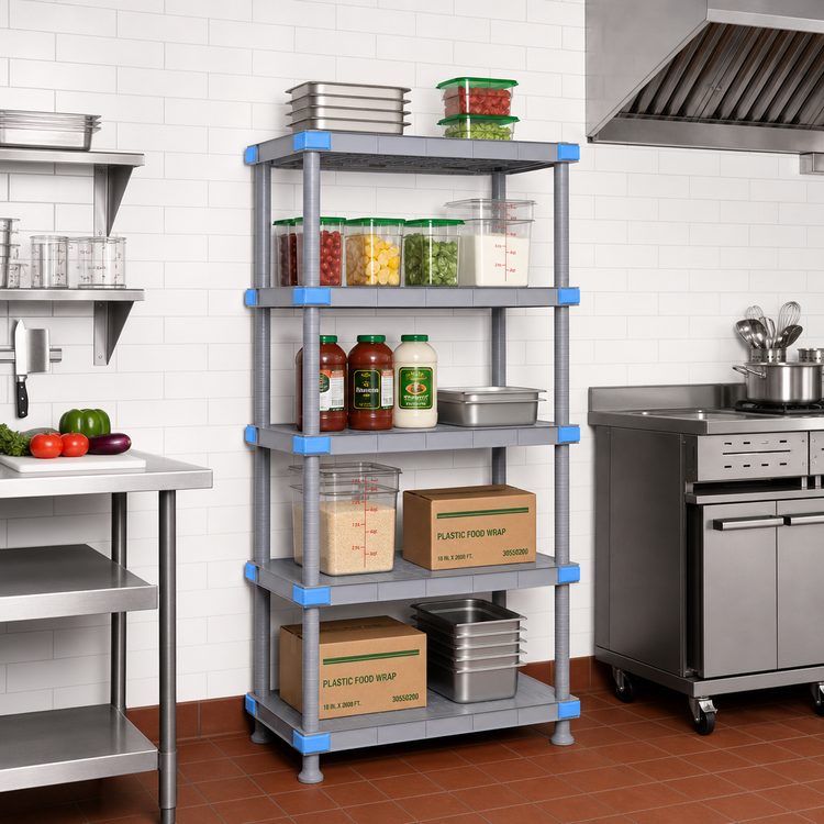 Product image #2 for Millenia 5-Shelf Stationary Polymer Starter Shelving Unit, 24 Inch Wide x 18 Inch Deep x 74 Inch High
