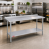 Thumbnail image #2 for Duke Deluxe Stainless Steel Work Table with 1-1/8-Inch Riser, 72-Inch x 30-Inch, Galvanized Base