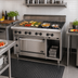Thumbnail image #2 for Jade Bistro 48-Inch Shallow Depth Gas Restaurant Range with Left 36-Inch Griddle, Right 2 Open Burners, and Cabinet Base