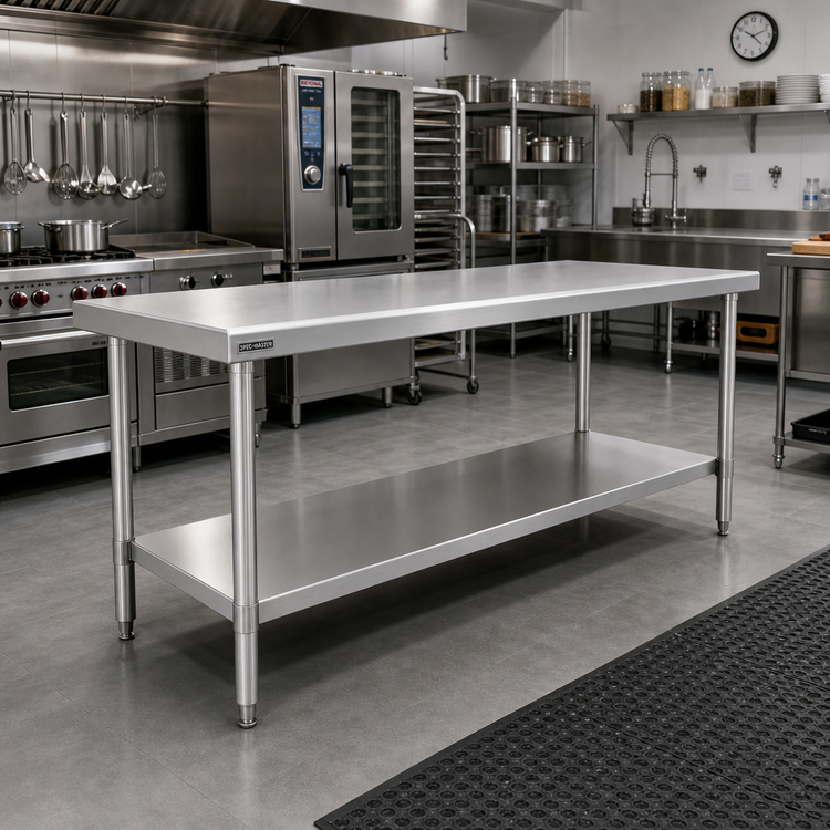 Product image #2 for Spec-Master Marine Series Stainless Steel Work Table with Adjustable Undershelf, 84 x 30 Inches
