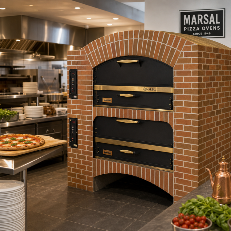 Product image #2 for Marsal MB-42 Stacked Gas Pizza Deck Oven, 2 Chambers, 36 x 42 Inch Baking Chambers