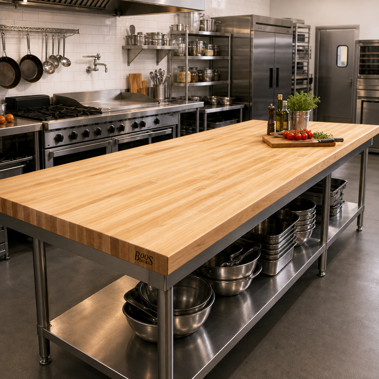 Product image #2 for Boos Block 108-Inch x 27-Inch Northern Hard Rock Maple Kitchen Countertop, Blended Edge Grain, Varnique Finish