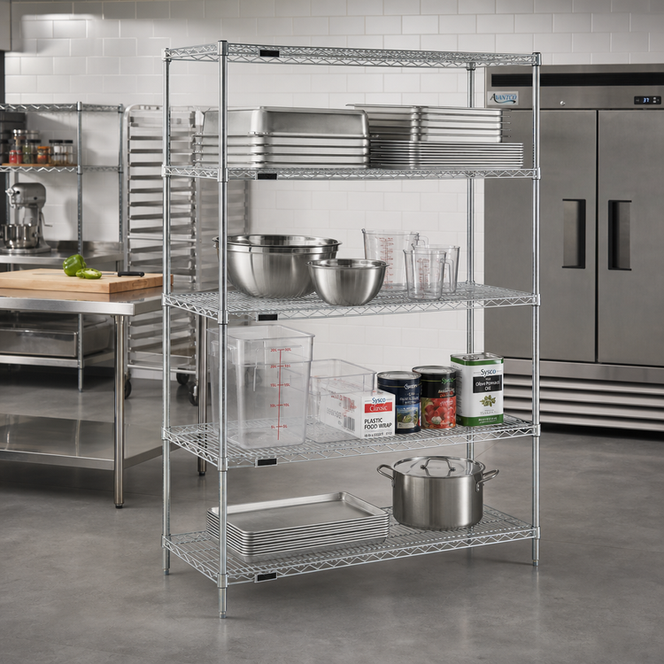 Product image #2 for Redi-Pak 4-Tier Wire Shelving Unit, 60 x 24 x 63 Inches, Zinc Finish