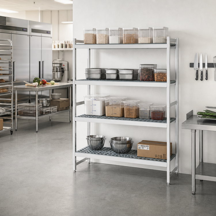 Product image #2 for Fermostock 4-Tier Starter Shelving Unit, Stationary, 64W x 14D x 71H
