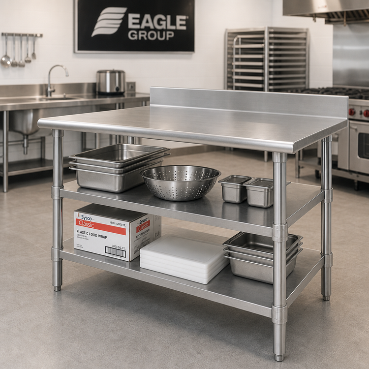 Product image #2 for Eagle Group 60" x 30" Adjustable Galvanized Work Table Undershelf for Uni-Lok Hat Channel Frame Tables