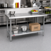 Thumbnail image #2 for Duke 48-Inch x 24-Inch 14-Gauge 300 Series Stainless Steel Work Table with 10-Inch Riser, Marine Edge and Galvanized Undershelf