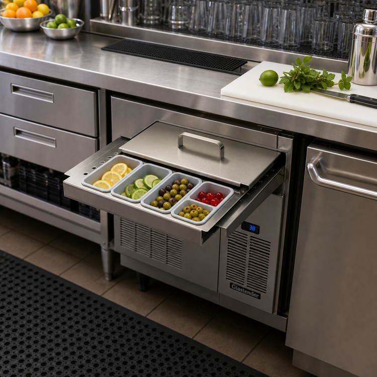 Product image #2 for Glastender Partial Condiment Drawer Insert for 18-Inch Door Opening, 8-Cup Capacity