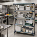 Thumbnail image #2 for Metro MetroMax 4 MF-215474G-S-4 All-Polymer Freestanding Starter Shelving Unit, 4 Open Grid Shelves, 54W x 21D x 74H