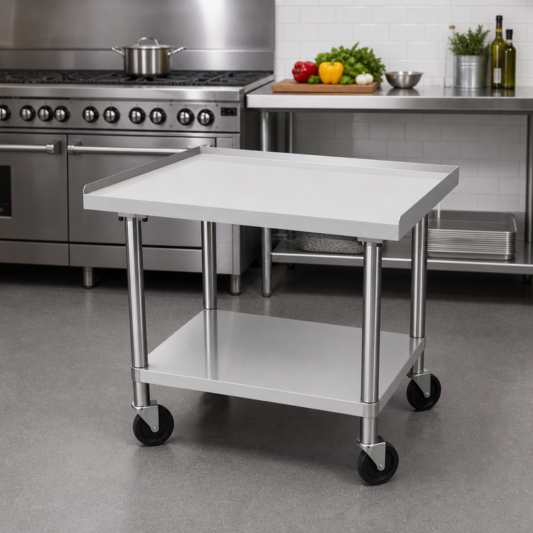 Product image #2 for Ovention 36-Inch W x 30-Inch D Stainless Steel Equipment Stand with Adjustable Undershelf and Casters