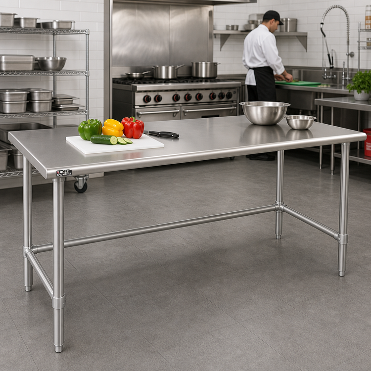 Product image #2 for Eagle Spec-Master 108-Inch Stainless Steel Work Table, 30-Inch Deep, 14-Gauge Top, Open Base