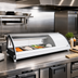 Thumbnail image #3 for KoolMore 46-Inch White Countertop Sushi Display Refrigerator with Curved Glass and 4 Stainless Steel Trays