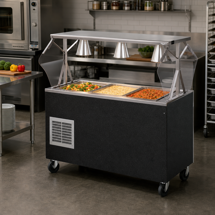 Product image #2 for Vollrath 2-Series Affordable Portable Refrigerated Cafeteria Serving Unit with Granite Wrapper, 3-Pan, 46W x 24D