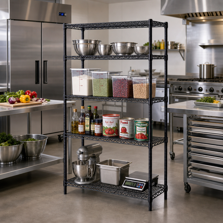 Product image #2 for Add-A-Shelf 4-Tier Wire Shelving Starter Unit, 36W x 14D x 63H, Black Epoxy
