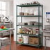 Thumbnail image #2 for Quantum 48-Inch W x 14-Inch D x 86-Inch H 5-Tier Stationary Wire Shelving Unit with Plastic Mats, Green Epoxy Coated