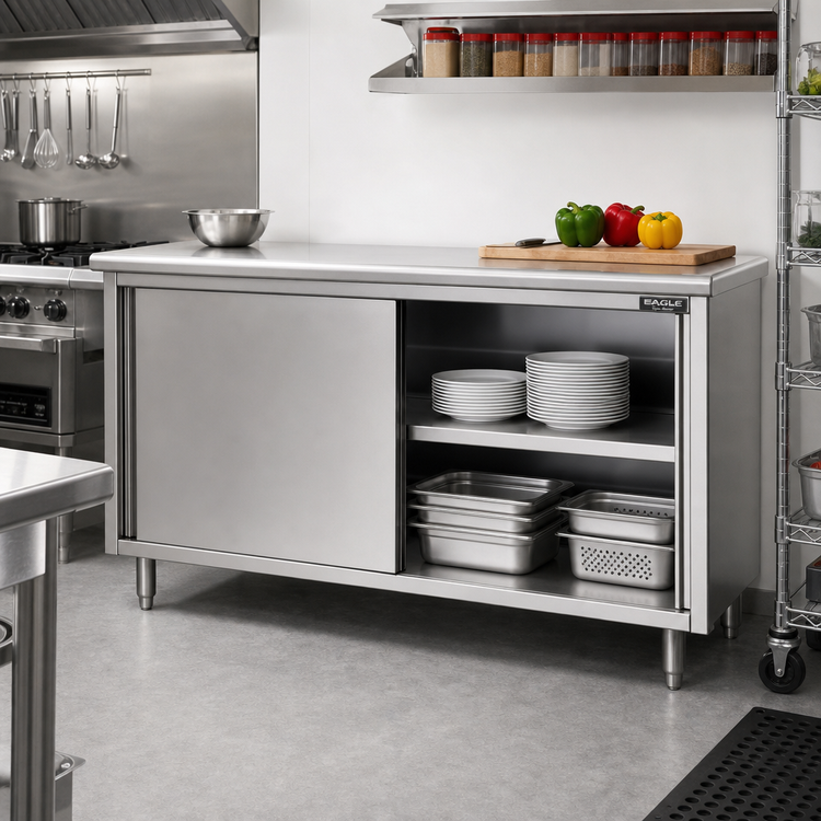Product image #2 for Eagle Spec-Master 84-Inch Wide Stainless Steel Plate Cabinet with Sliding Doors