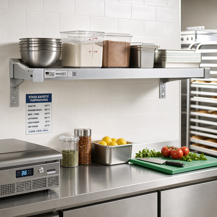 Product image #3 for New Age Heavy-Duty Adjustable Wall-Mounted Aluminum Shelf, 18 x 48 Inches