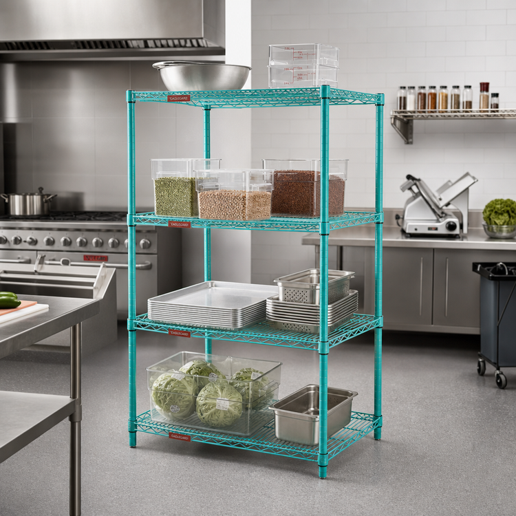 Product image #2 for EagleGard 4-Tier Wire Shelving Starter Unit, 24" x 24" x 74", Hybrid Epoxy Finish