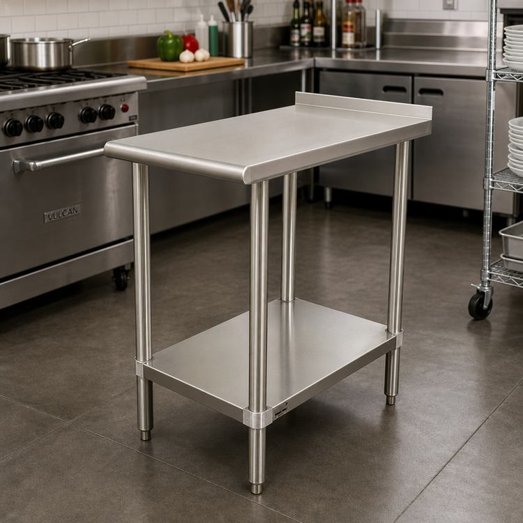 Product image #2 for Advance Tabco 18" x 30" 16-Gauge 304 Stainless Steel Equipment Filler Table with Adjustable Undershelf