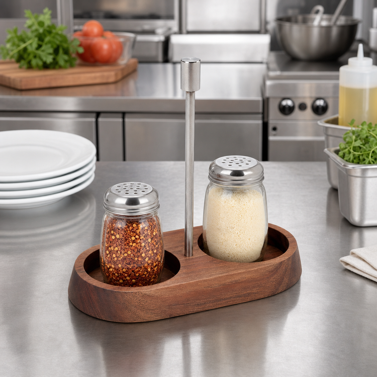 Product image #3 for American Metalcraft Parker Collection Acacia Wood Condiment Caddy