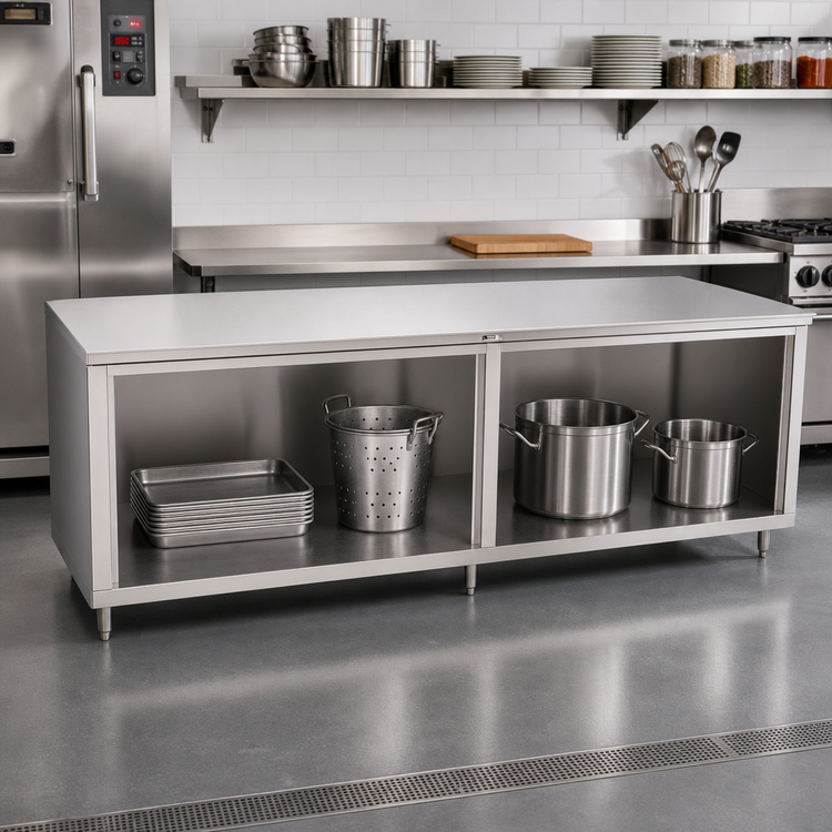 Product image #2 for John Boos 120-Inch x 30-Inch Open Front Stainless Steel Modular Base Work Table