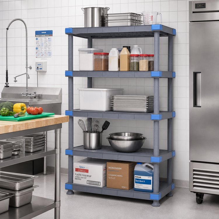 Product image #2 for Quantum Millenia 5-Shelf Polymer Shelving Unit, 60 x 24 x 62 Inches, 2000-Lb Capacity