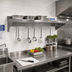 Thumbnail image #2 for T-304 Stainless Steel Wall-Mount Overshelf with Pot Rack, 36 x 16 Inches