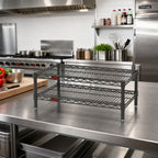 Thumbnail image #2 for Eagle Group QuadTruss HDFCM1424V 2-Tier Front Case Merchandise Wire Shelving Unit, 24 x 14 x 14 Inches, Pewter Gray Epoxy Finish