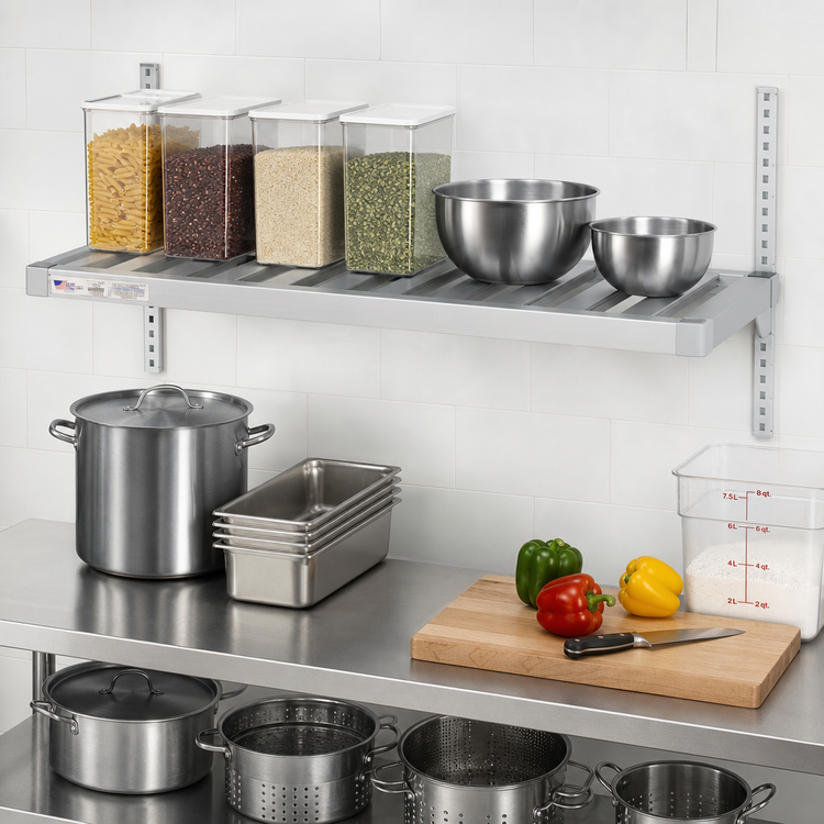 Product image #3 for New Age Adjust-A-Shelf T-Bar Wall-Mounted Shelf, 60 x 15 Inch Aluminum, 1,500 lb. Capacity