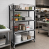 Thumbnail image #2 for Cambro Camshelving Elements XTRA 4-Tier Stationary Starter Polymer Shelving Unit, 36-Inch Wide x 24-Inch Deep x 64-Inch High, Vented and Solid Shelves