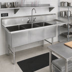 Thumbnail image #2 for John Boos 3B184-1D18R-X 3-Compartment Stainless Steel Sink with Right Drainboard, 16-Gauge, 18" Bowls, 10" Backsplash