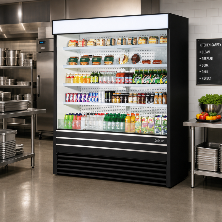 Product image #2 for Turbo Air TOM-72EB-N Vertical Air Curtain Open Display Merchandiser, 72-Inch Wide, Self-Contained Refrigeration, Black