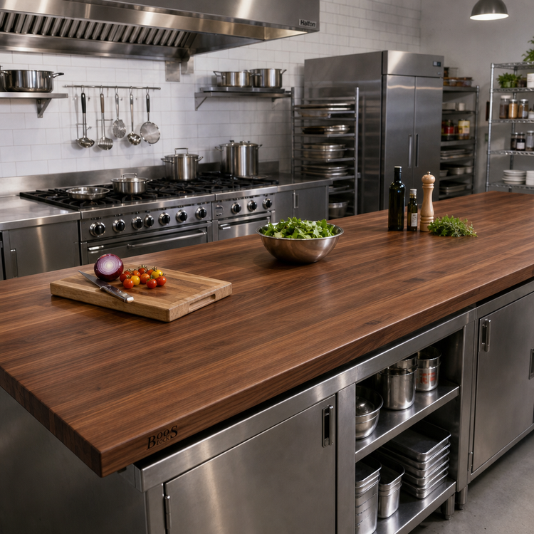Product image #2 for John Boos Boos Block American Black Walnut Edge Grain Kitchen Countertop, 144 x 32 x 1-1/2 Inch, Varnique Finish