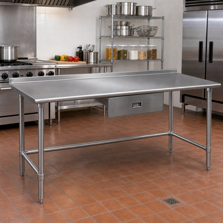Product image #2 for Eagle Budget Series 84-Inch x 24-Inch Stainless Steel Work Table with 1-1/2-Inch Rear Up-Turn