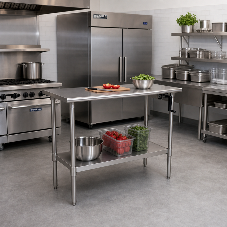 Product image #2 for Eagle Group AdjusTable ADA/Ergonomic Height Adjustable Stainless Steel Work Table with Undershelf, 72 x 24 Inches