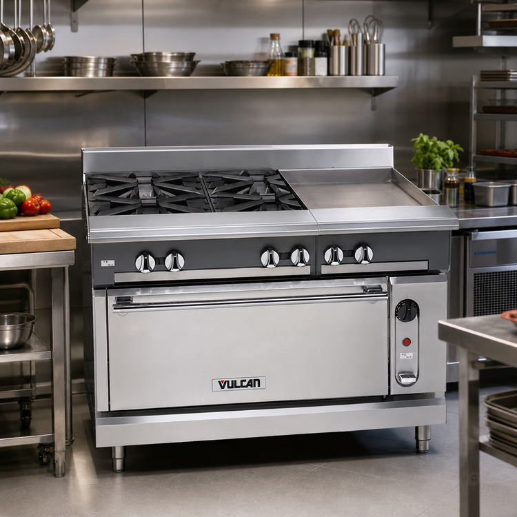 Product image #2 for Vulcan V Series Heavy Duty 36-Inch Modular Gas Range with 2 Open Burners and 24-Inch Thermostatic Griddle