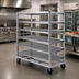 Thumbnail image #2 for FWE Heavy-Duty Aluminum Queen Mary Utility Cart, 6 Shelves, 27 x 60 Inches, Flanged-Down Edges