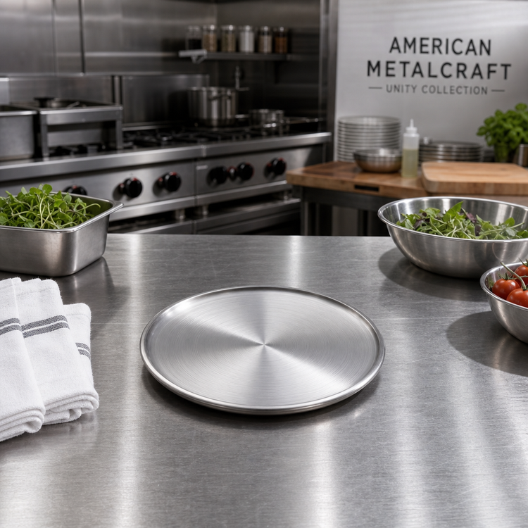 Product image #2 for American Metalcraft Unity Collection 6-Inch Round Satin-Finish Stainless Steel Plate