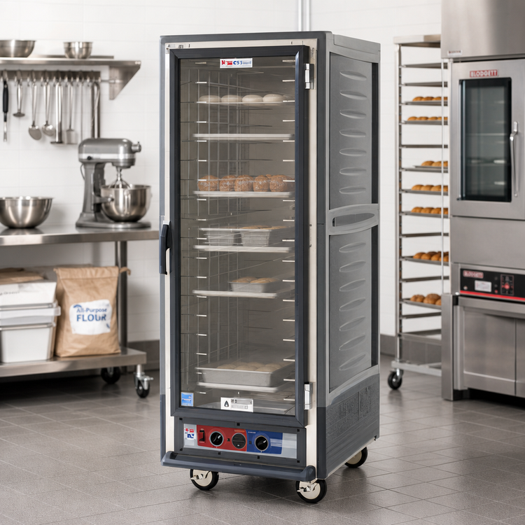 Product image #2 for Metro C5 3 Series Gray Insulation Armour Full-Height Mobile Combination Heated Holding and Proofing Cabinet with Clear Polycarbonate Door and Fixed Wire Slides