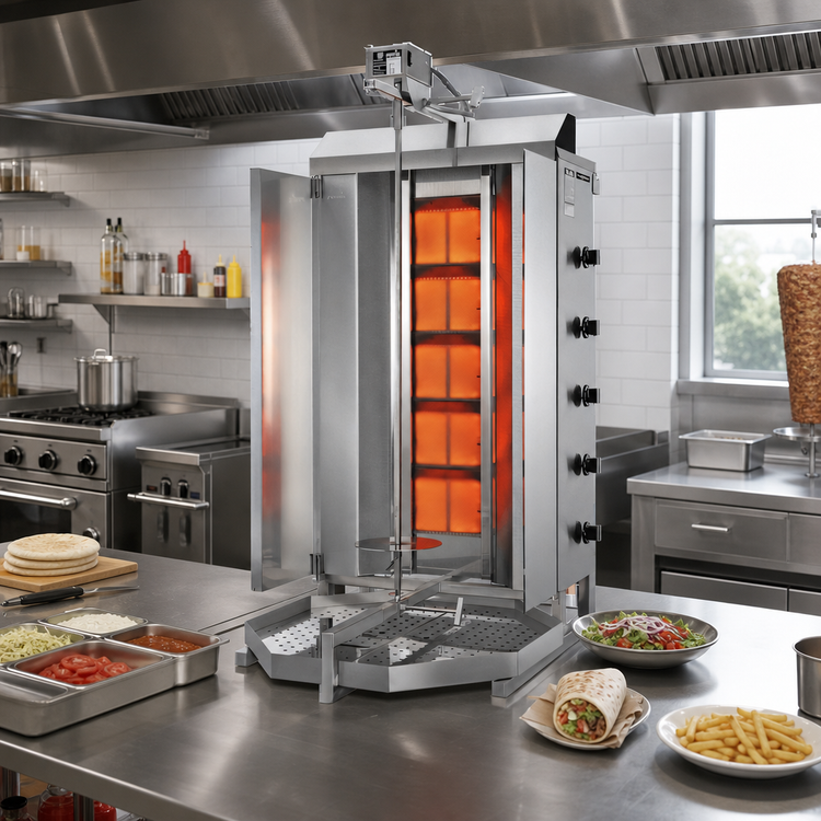 Product image #2 for Trento Potis Natural Gas 5-Burner Doner Kebab Machine / Vertical Broiler