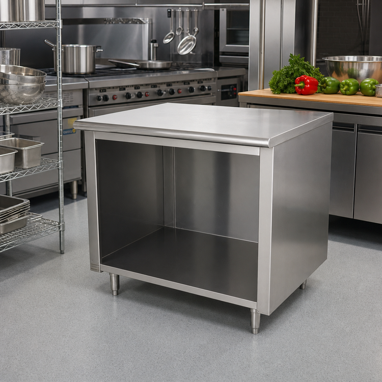 Product image #2 for Advance Tabco Special Value Economy 48 Inch x 24 Inch 16 Gauge 304 Stainless Steel Flat Top Open Base Work Table