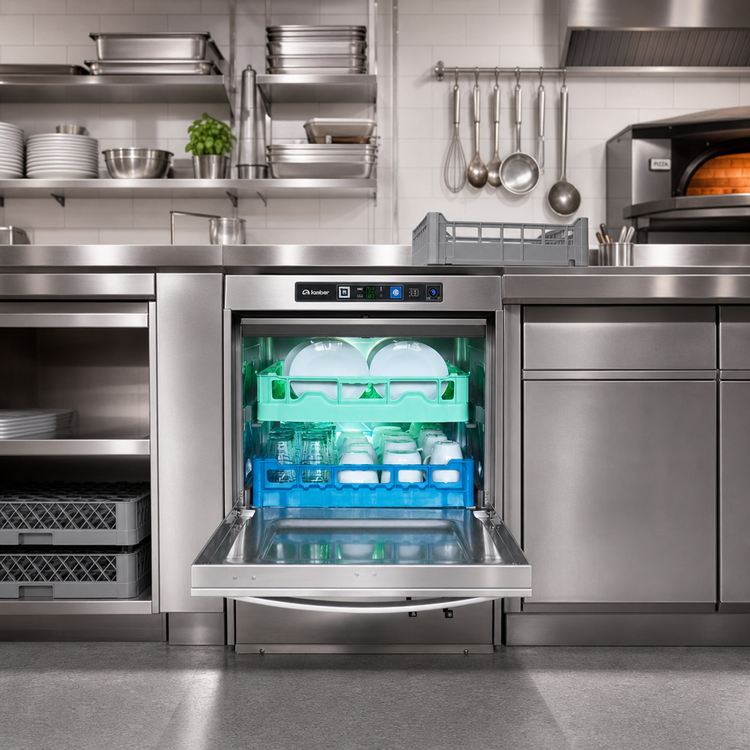 Product image #3 for Lamber F99-EK-DPS High Temp Undercounter Dishwasher, 20" x 20" Racks, 30 Racks/Hour