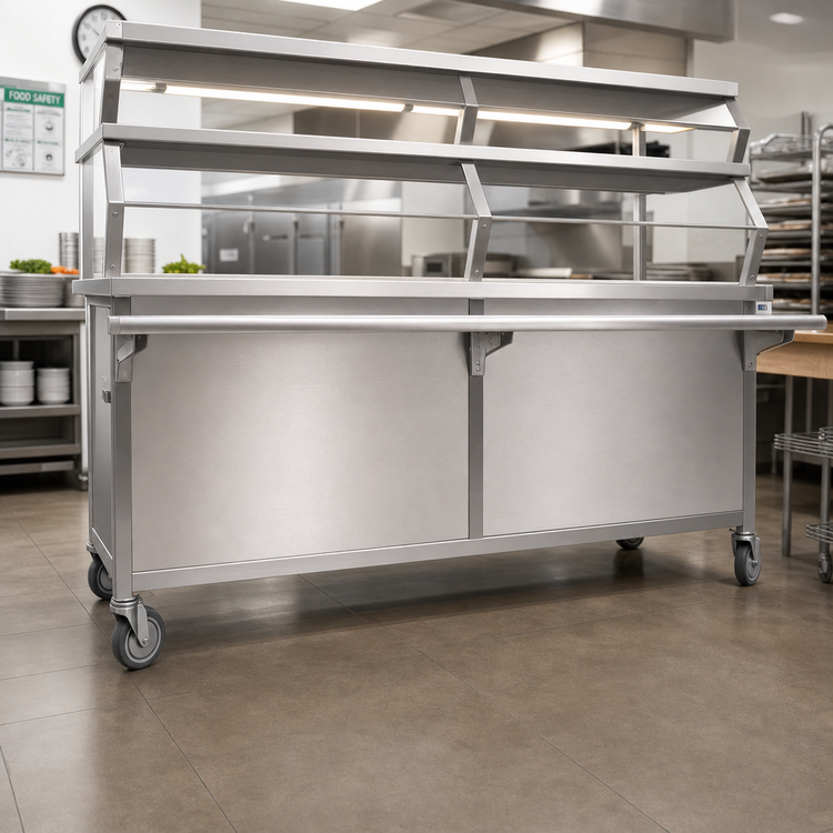 Product image #2 for Director's Choice 50-Inch Solid Top Mobile Serving Unit with Stainless Steel Top and Front Panel