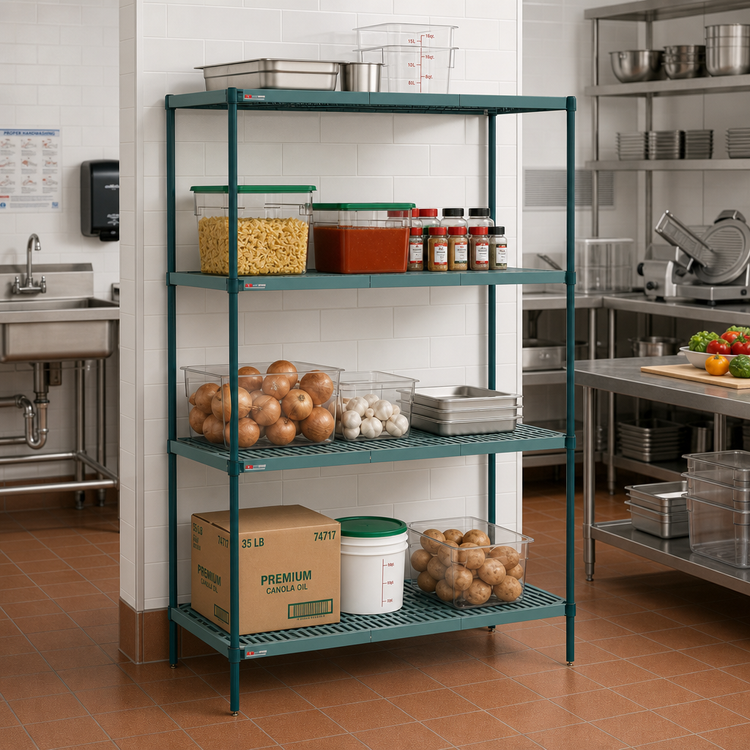 Product image #2 for Metro Super Erecta Pro 18 x 36 x 63 Inch Green 4-Shelf Stationary Polymer Shelving Starter Unit