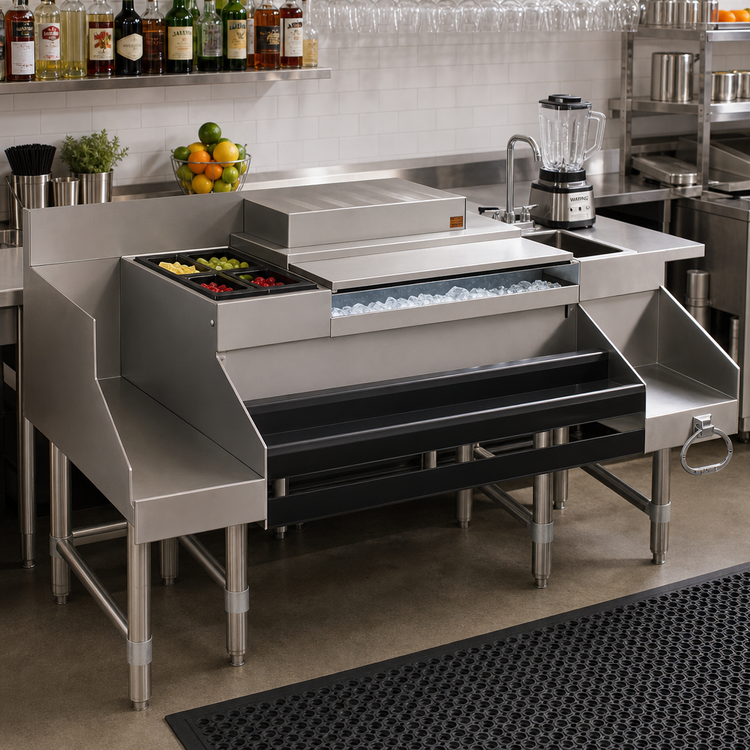 Product image #2 for Spec-Bar CCS-60-2 60" Underbar Ice Bin/Cocktail Station with Blender Sink
