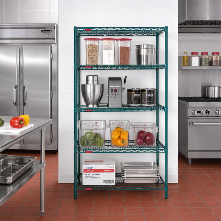 Product image #2 for Eagle Group Valu-Gard 4-Tier Wire Starter Shelving Unit, 30 x 24 x 63 Inches, Green Epoxy
