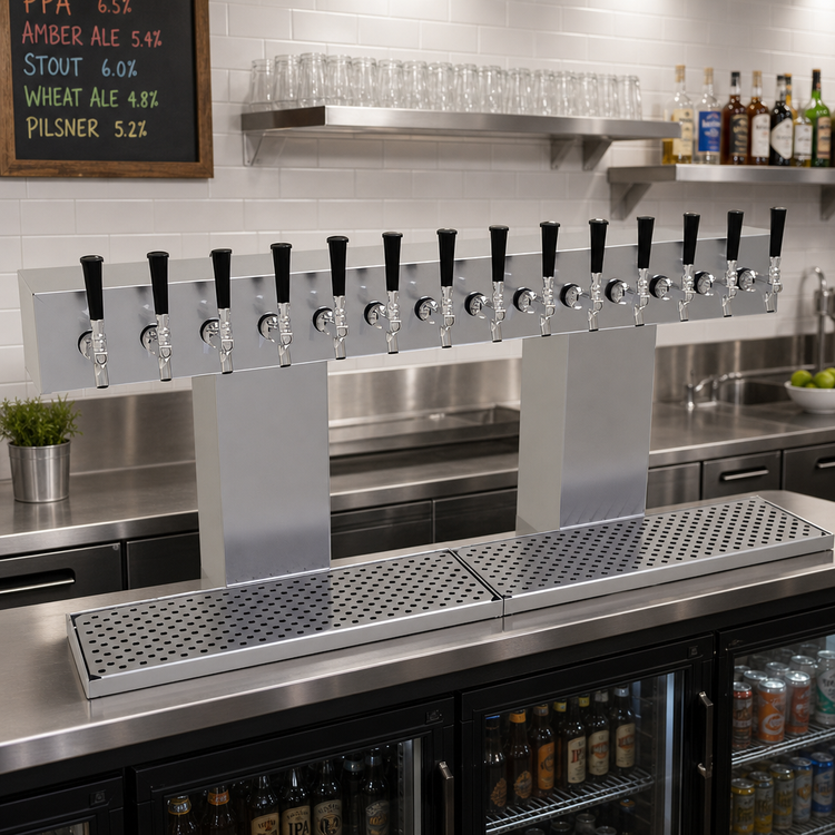 Product image #2 for Glastender 14-Faucet Bridge Draft Dispensing Tower, Countertop, Glycol-Cooled, Stainless Steel Finish